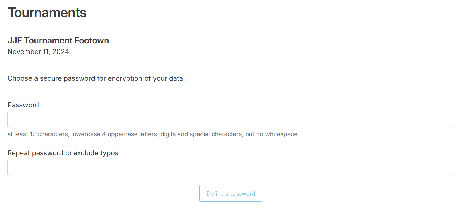 snapshot of prompt for setting a password